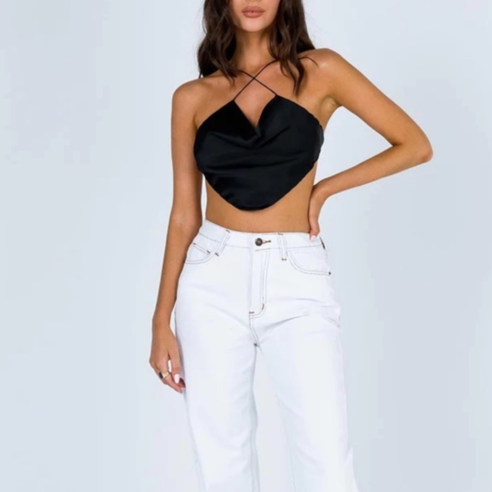 Princess Polly black Cowl neck crop top size US 4